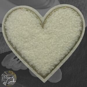 Heart in White Iron On Patch